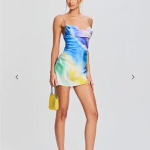 Retrofete Rylynn Silk Tie Dye Slip Mini Dress | Size S